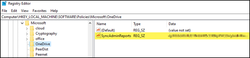 Registry Eintrag zur Aktivierung von OneDrive Sync Reports