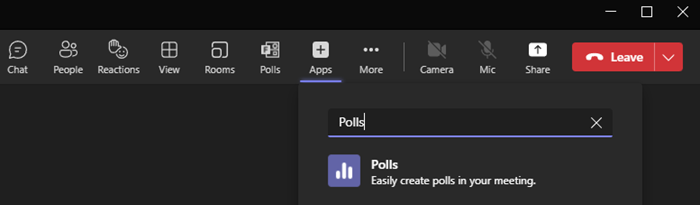 Polls App in Teams Besprechungen