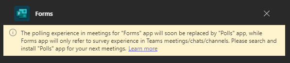Forms App wird in Besprechungen mit Polls App ersetzt