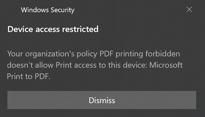 Drucken über PDF-Drucker blockiert