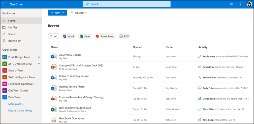 OneDrive Home als neue Startseite