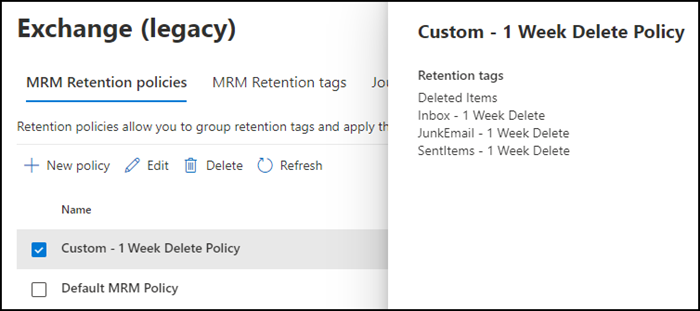 Benutzerdefinierte Mailbox Retention Policy