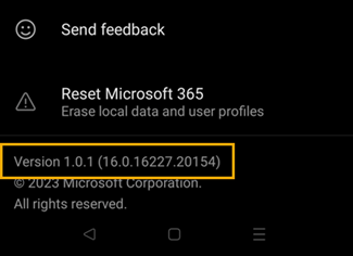Microsoft 365 für Android ab Version 16.0.16216.x erforderlich