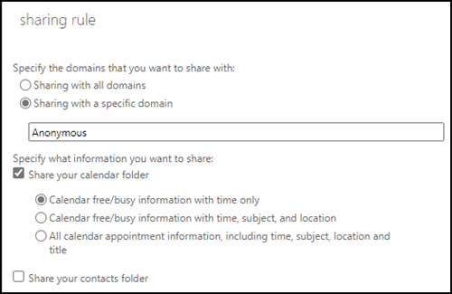 Sharing Policy im Exchange Admin Center