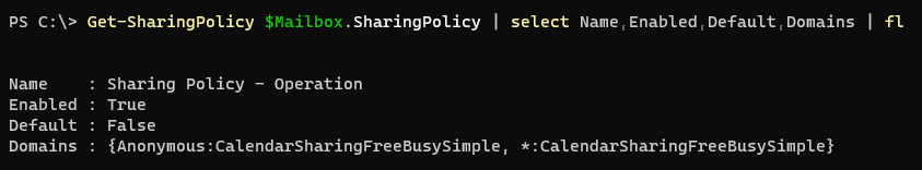Exchange Sharing Policy über PowerShell