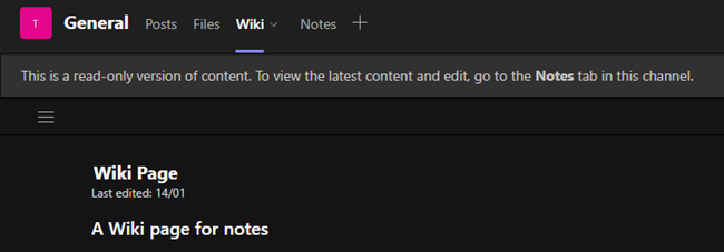 Exportierte Wiki Notiz im Read-only Modus