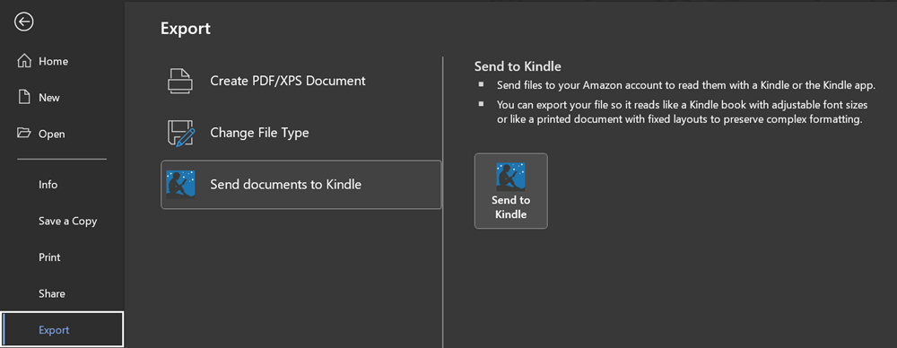 Word Dokument zu Kindle exportieren