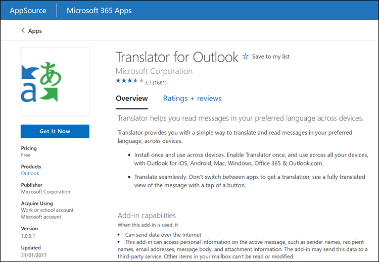 Translator for Outlook