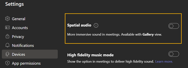 Globale Konfiguration für Spatial Audio (pro Client) 