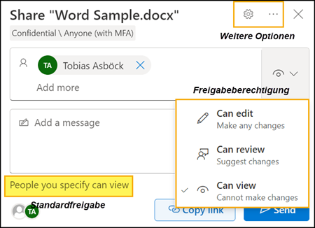 Überarbeitete Freigabe in OneDrive und SharePoint