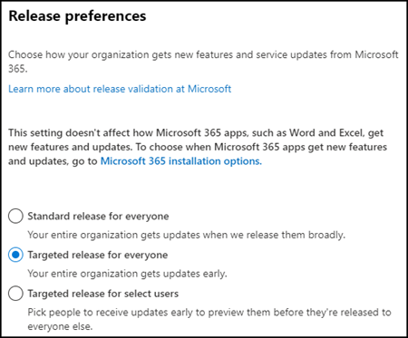 Release Preferences im Tenant