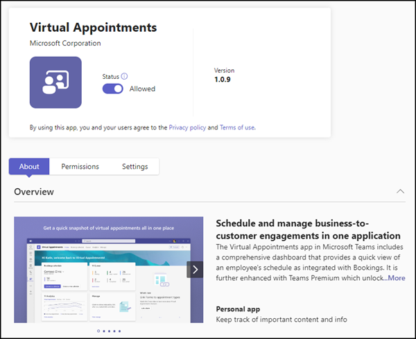Virtual Appointments App in Teams aktivieren