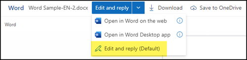 Bearbeitung von Word, Excel oder PowerPoint Dokument in Outlook im Web