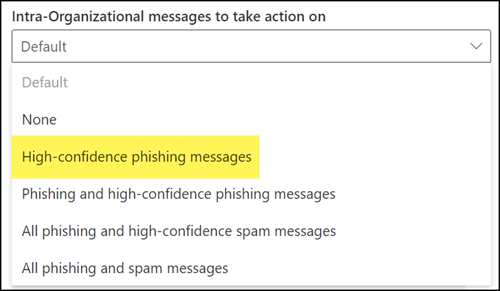Neue Konfiguration bei Default > High-confidence phishing messages