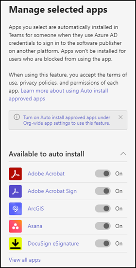 Auto Install für Teams Apps