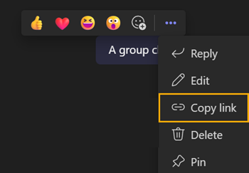 Kopieren von Link in Teams Gruppenchat