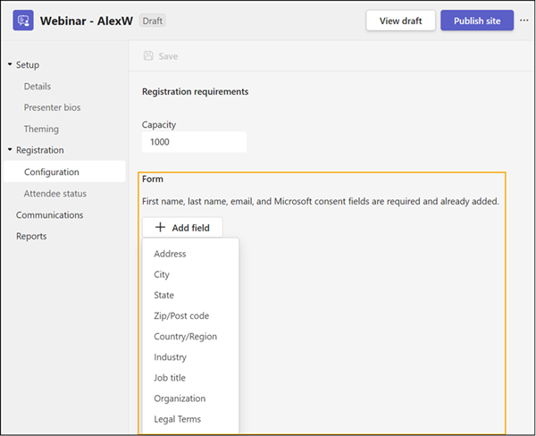 AllowedQuestionTypesInRegistrationForm > DefaultAndPredefinedOnly