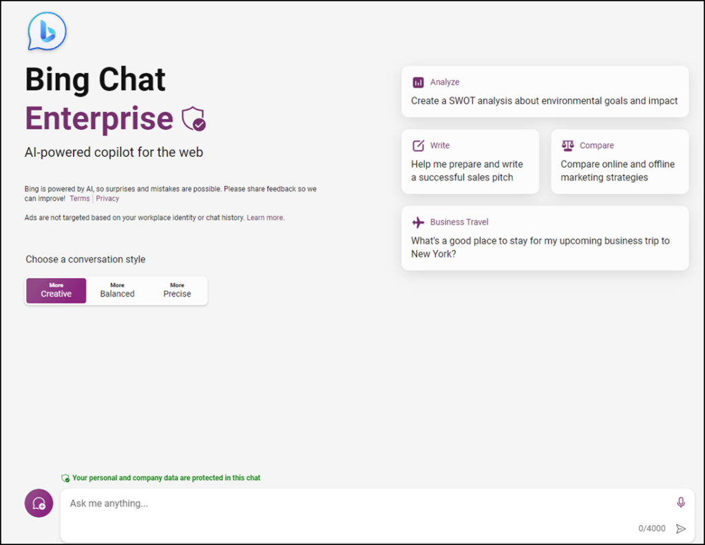 Bing Chat Enterprise