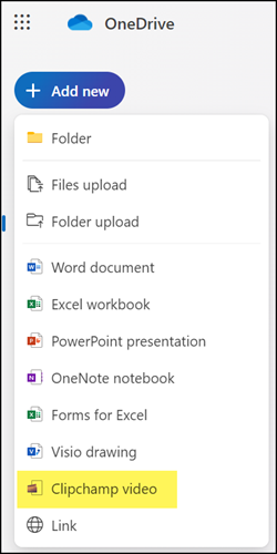 Clipchamp in OneDrive