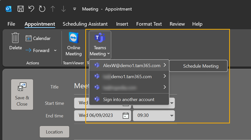 Multi-Account Scenarios in Teams Meeting