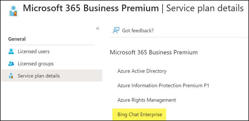 Bing Chat Enterprise Serviceplan