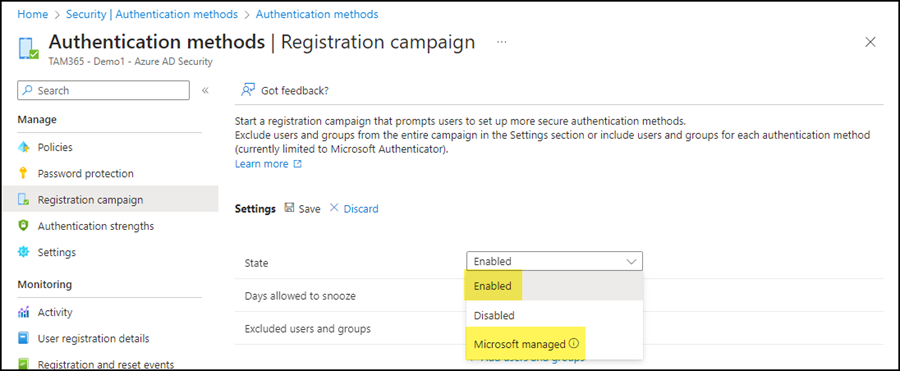 Registration campaign in Microsoft Entra