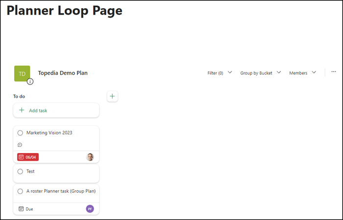 Planner Plan in Loop Workspace