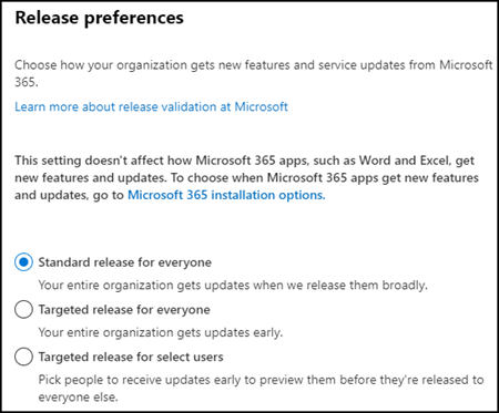 Release Preferences im M365 Tenant