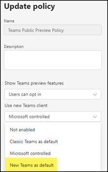 Teams Update Policy