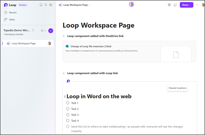Loop Komponenten aus OneDrive in Loop Workspace