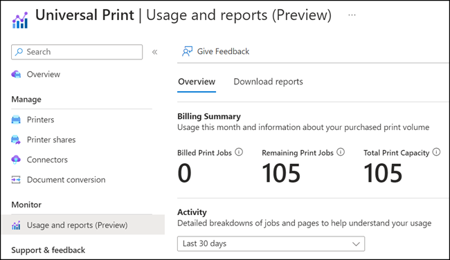 Universal Print Usage Report