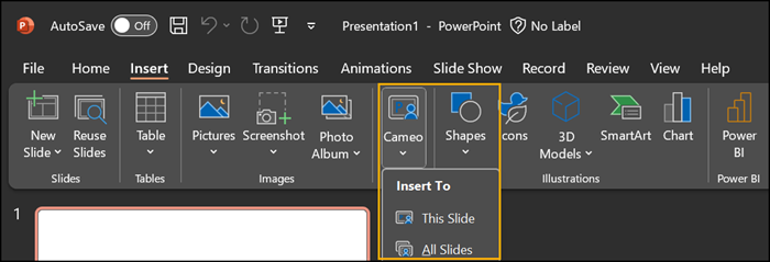 Cameo in PowerPoint für Windows einfügen