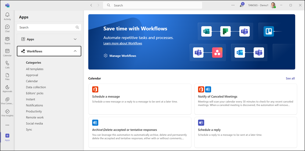 Workflows Store in Teams