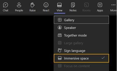 Immersive Space in Teams Besprechung aktivieren