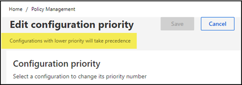 Irreführende Beschreibung für Reihenfolge von Cloud Policies