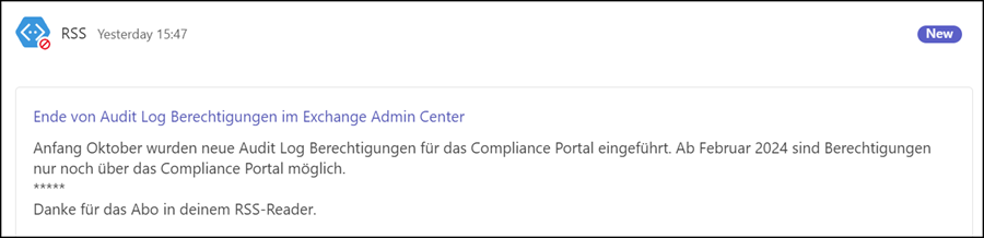 RSS Connector publiziert Beiträge