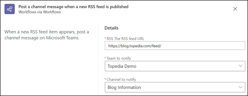 Konfiguration von RSS Workflow