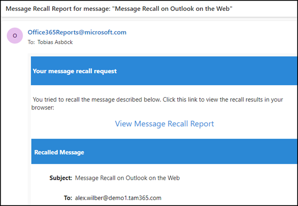 Message Recall Status