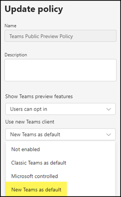 Teams Update Policy