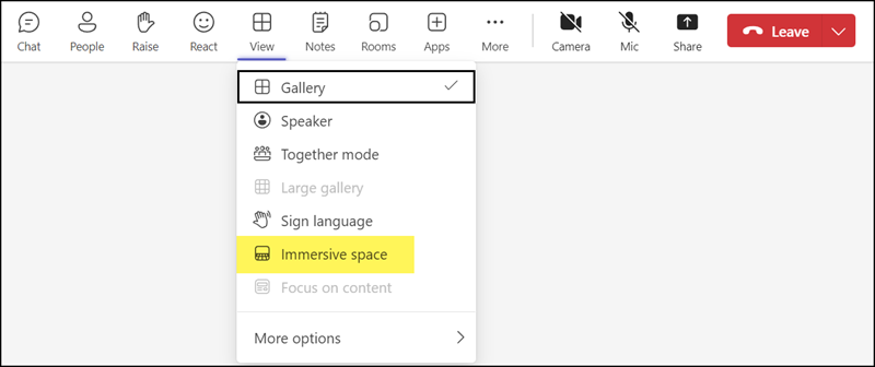 Immersive Space in Teams Meeting aktivieren