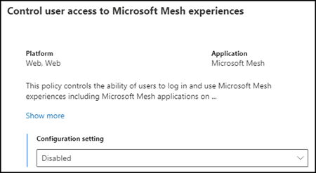Microsoft Mesh Cloud Policy (abgekündigt)