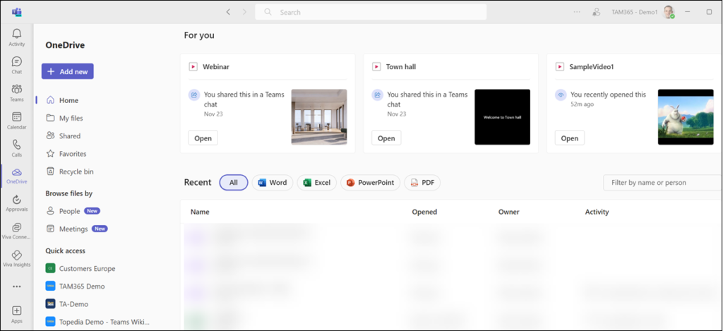 New OneDrive app in Teams