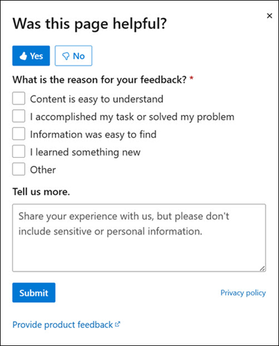 Generische Option für Feedback