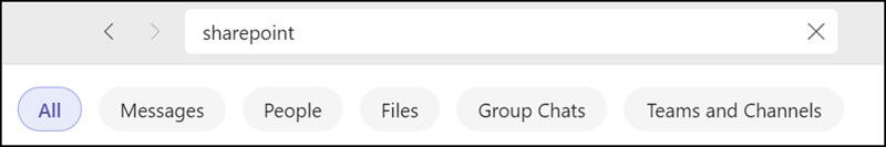 Domain-specific filters in Teams Search