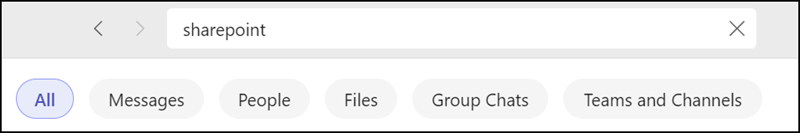 Domain-specific Filter in Teams Suche