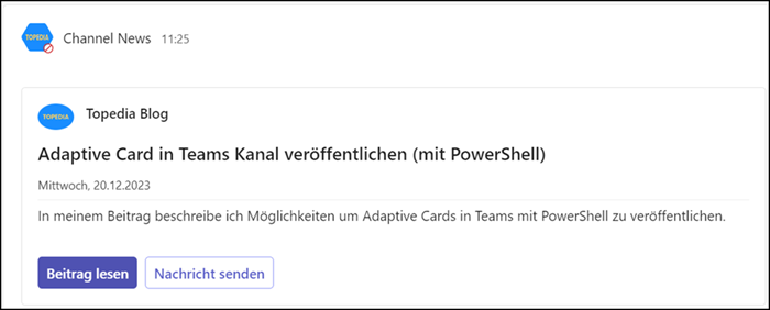 Neuer Beitrag in Teams Kanal