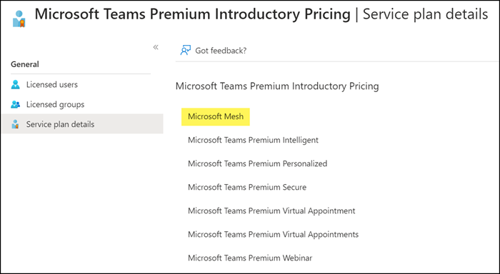 Microsoft Mesh als neuer Serviceplan