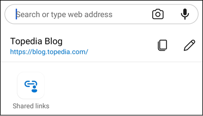 Shared Links in Edge für Android