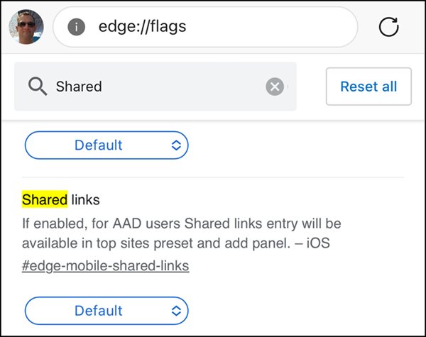Shared Links in Edge für iOS aktivieren