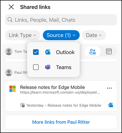 Shared Link aus Outlook (iOS)
